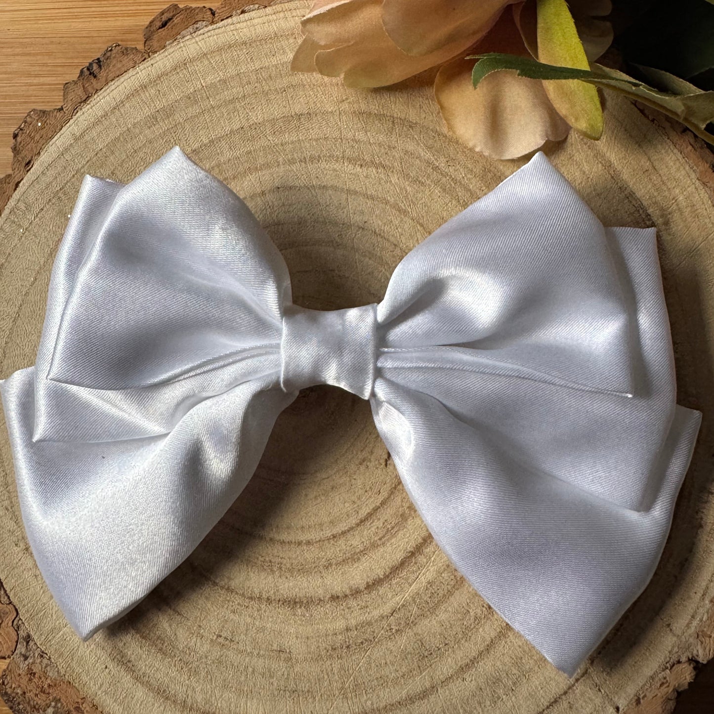 White Luxury Satin Hair Bow