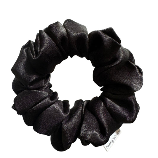 Handmade Black luxury satin Scrunchie