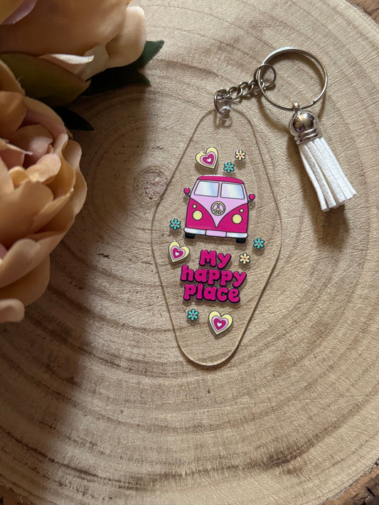 My Happy Place Caravan Motel Keychain