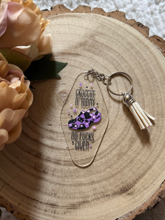 Croccin It Today No F**ks Given Motel Keychain