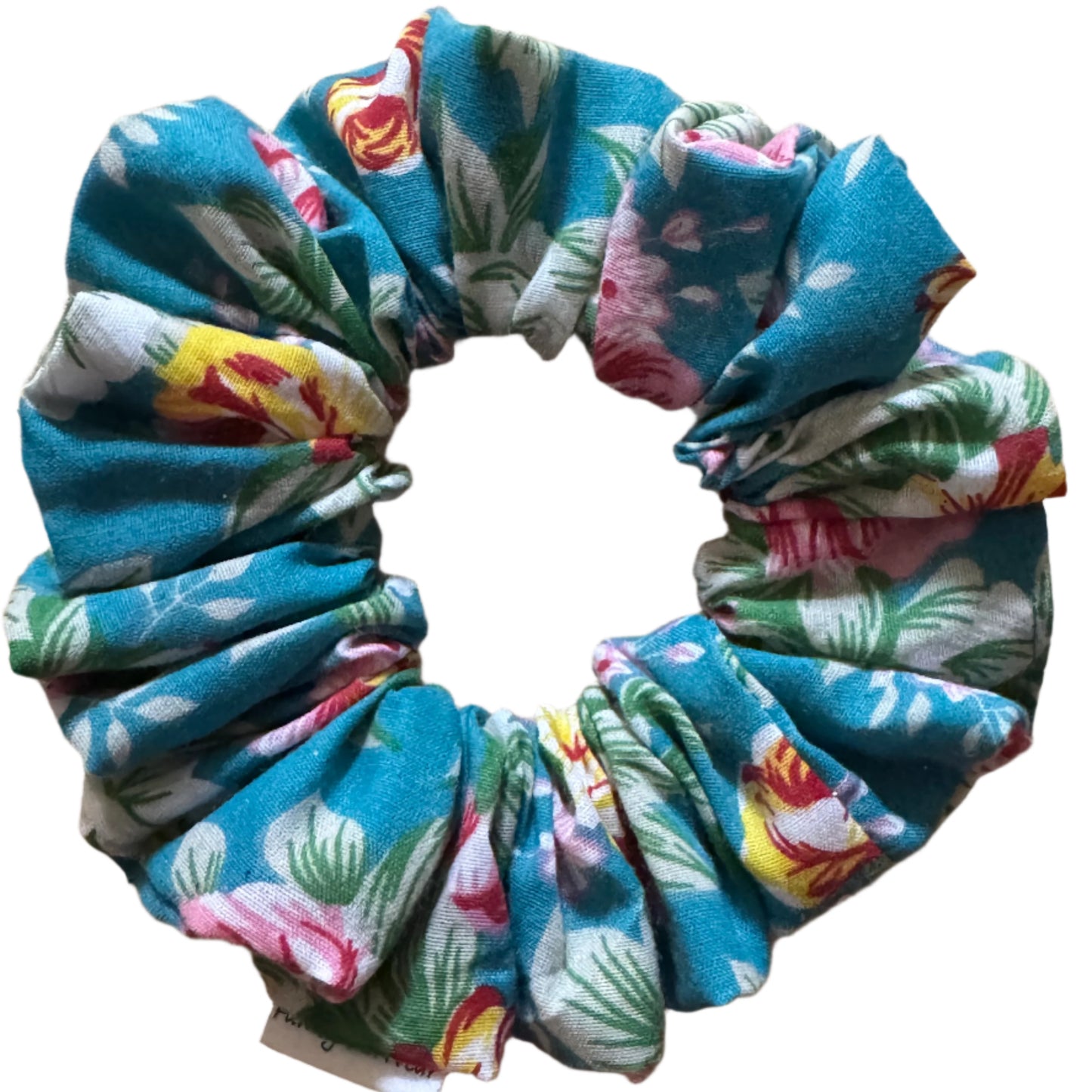 Floral Turquoise Scrunchie