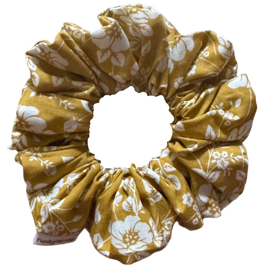 Mustard Floral Handmade Scrunchie