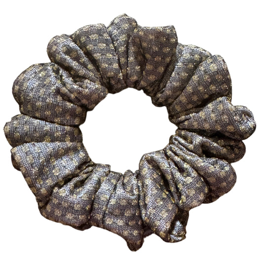 Sparkle Deep Gold Grey Handmade Scrunchie