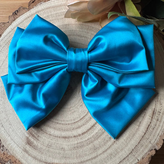 Blue Luxury Satin Hair Bow