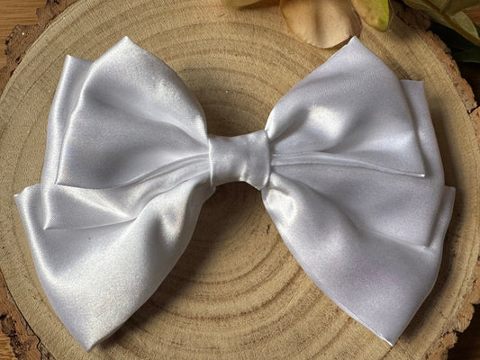 White Luxury Satin Hair Bow