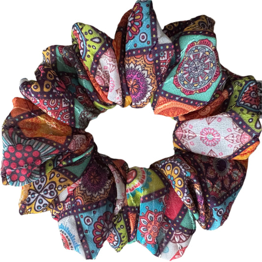 Indian-Inspired Multi Coloured Mandala Handmade Scrunchie - Limited Edition