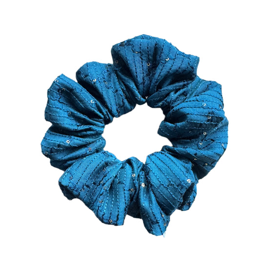 Indian-Inspired Navy Blue Handmade Scrunchie - Limited Edition