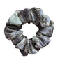 Indian-Inspired Grey and Olive Green Sequin Handmade Scrunchie - Limited Edition